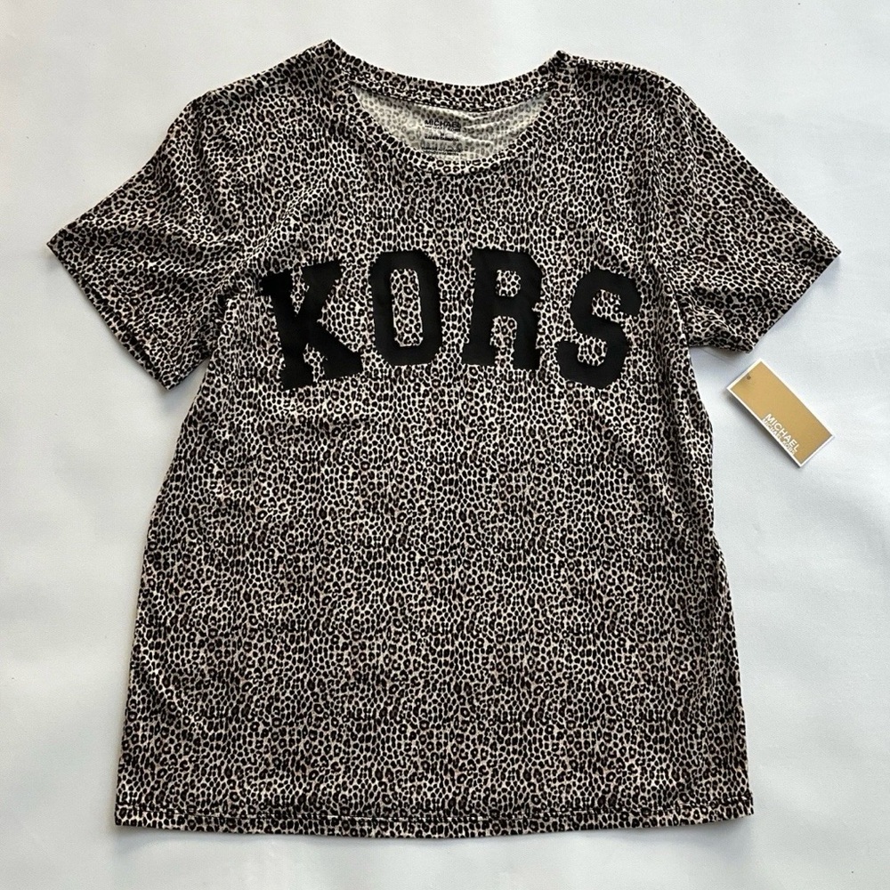 Michael Kors Black and White Leopard Print Blouse